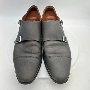 Wolf & Shepherd Gambit Men Size 11.5 Monk Strap Buckle Dress Shoes Black Leather